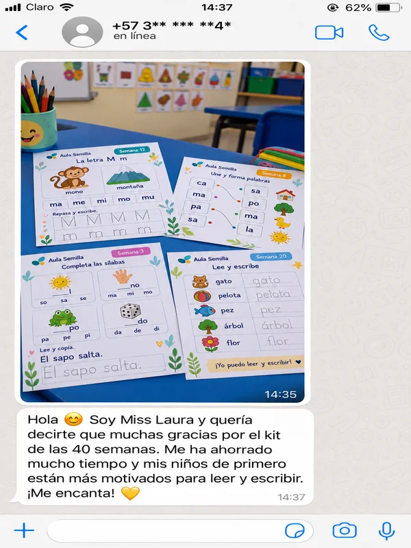 Testimonio 2 de una maestra sobre el Kit de 40 Semanas, enviado por WhatsApp