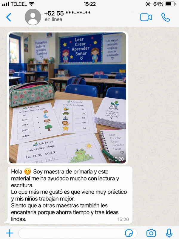 Testimonio 4 de una maestra sobre el Kit de 40 Semanas, enviado por WhatsApp